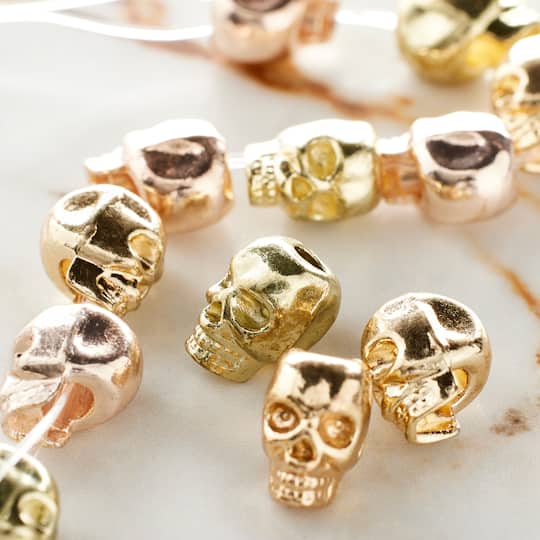 Gold & Rose Gold Metal Skull Beads, 12mm by Bead Landing™